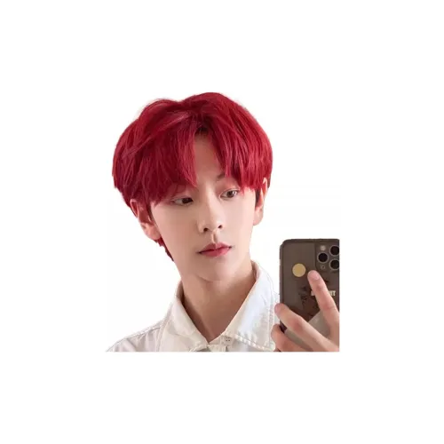 GLUNA Красный парик для мужчин с короткими волосами центр челка мужской полный комплект сетка Famous Man