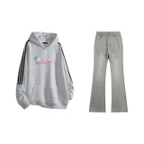 Белый Фотиния Серый Свитшот + Дымчатый Серый Деним