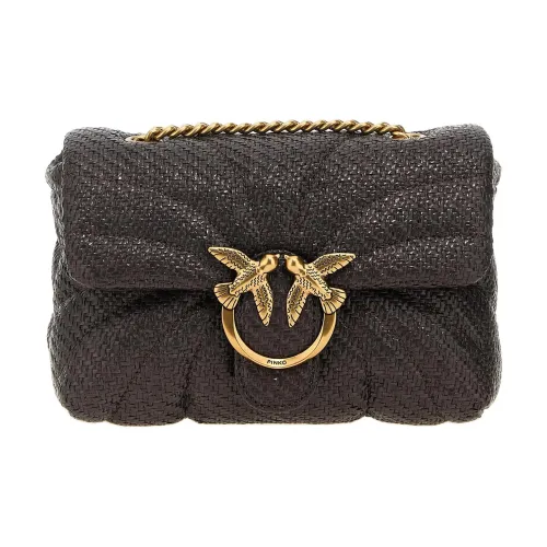 PINKO Полипропиленовые сумки через плечо мини женские коричневые