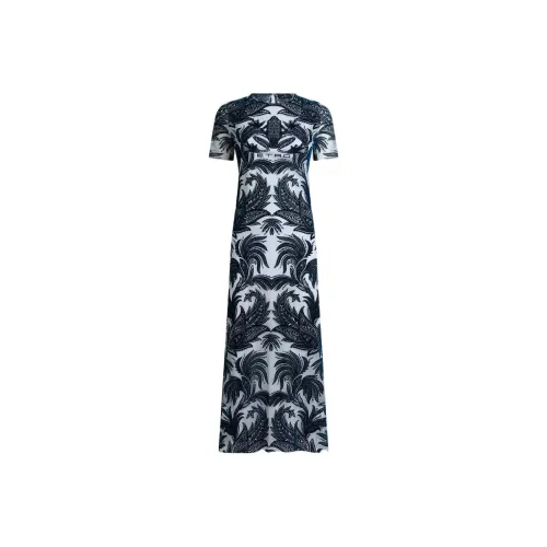 ETRO Морской синий Женские Короткие Платья с Короткими Рукавами