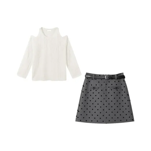 MARIE·COCO Белый топ + юбка Женские комплекты с юбкой