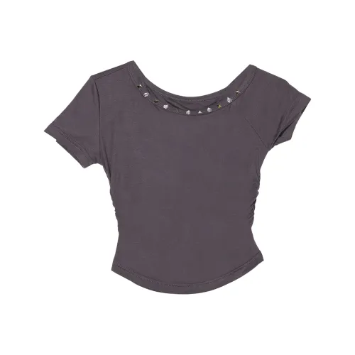 Wen Shan Темно-серый Женские T-рубашки