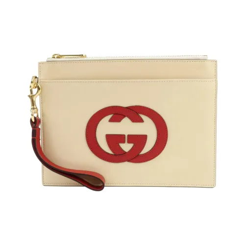 GUCCI GG Коровья кожа Сумка для документов Клатч Женская Бежевая