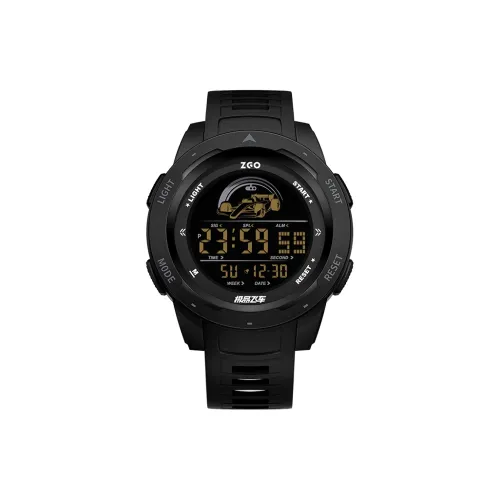 Zgo Электронный Механизм TPU Ремешок Часы Мужские Черный Циферблат