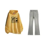 Комплект одежды (Свитшот "Яйцо Желток" + Джинсы цвета дымчатого серого)