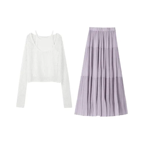 MARIE·COCO Белый топ Двухкомпонентный комплект + Юбка Женские юбочные комплекты