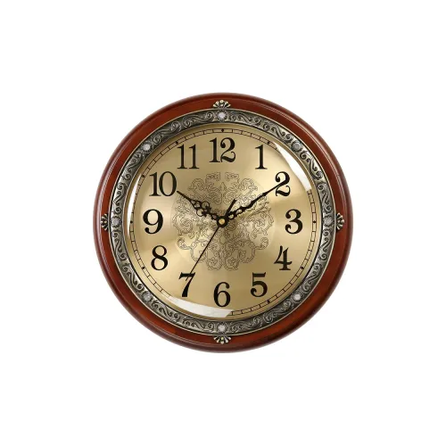 HENSE Кварцевый механизм Wood Стена Часы Унисекс Золотой циферблат HW22