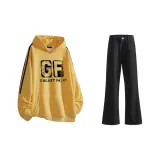 Комплект одежды (Свитшот Egg Yolk + Черные джинсы)