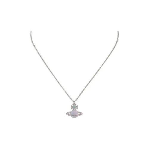 Вивьен Вествуд Латунь Saturn Стиль Ожерелье Женское Серебристый Синий