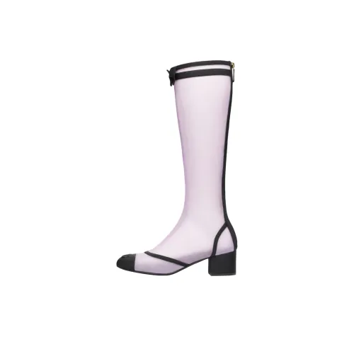 CHANEL 25B Колено Высокие сапоги 5 см Женские Розовые