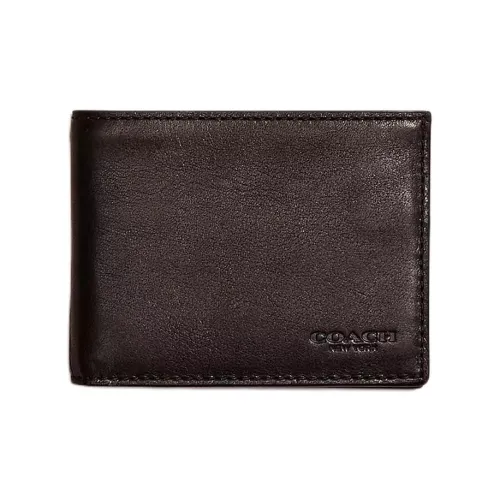 COACH Billfold Wallet Утонченный кожаный бифолд кошелек для мужчин черный