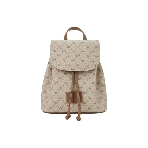Hotwind ПВХ Поливинилхлорид Рюкзак Маленький Женский Бежевый Коричневый
