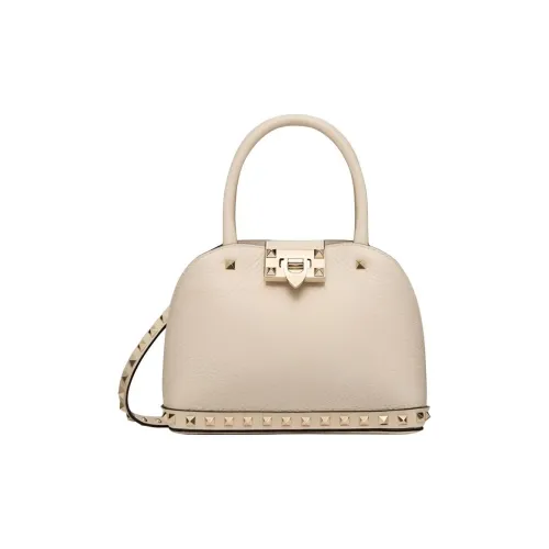 Valentino Сумка Boston из коровьей кожи маленькая женская цвет светлый слоновая кость