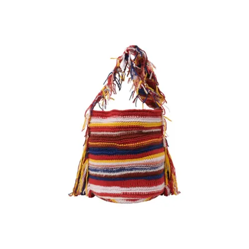 Chloe Chloé сумки Переработанный кашемир Ведрообразная сумка Сумка через плечо Сумка для женщин Коричневый Красный Многоцветный