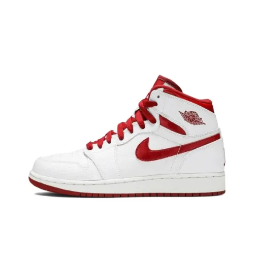 Jordan Air Jordan 1 High Топ Баскетбольные кроссовки Мужской Белый Красный