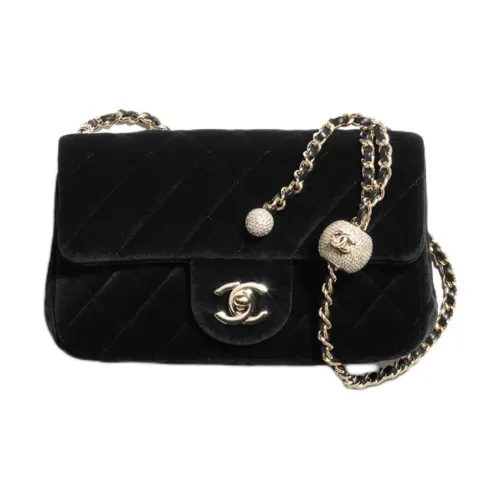 CHANEL 2024 25 Premium Handcrafted Workshop Вельвет Сумка через плечо Мини Женская Черная