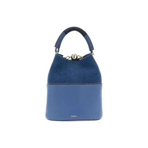 Furla Кожа Ведрообразная Сумка Сумка через плечо Маленькая Женская Светло-синяя
