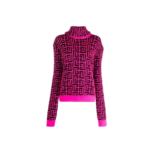 BALMAIN x Rossignol FW21 Свободный крой Свитер Женский Розовый