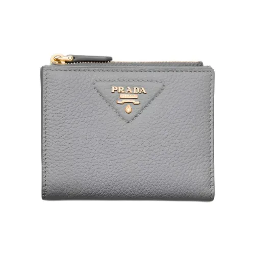 PRADA Vitello Dino Кошелек из коровьей кожи Мини Женский Светло-серый