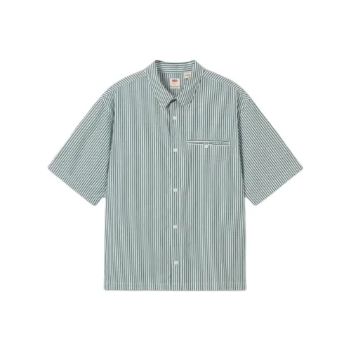 Levis Зеленый Белый Полосы Мужская Рубашка