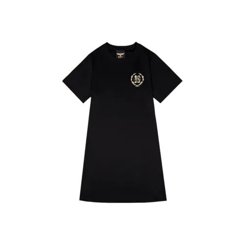 BOY LONDON Черный с Золотым Принт Женские Короткие Платья с Длинными Рукавами