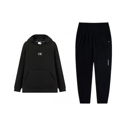 QIAODAN Комплект толстовки унисекс черного цвета