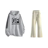 Комплект одежды (Белый Фотиния Серый Свитшот + Желтые Грязные Джинсы)