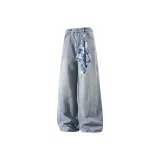 Синие штаны + синий квадратный шарф