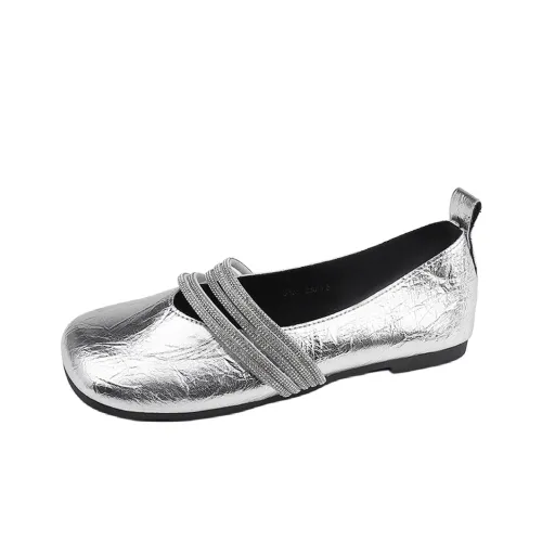 Lanza Плоская подошва Туфли Мэри Джейн Женские Серебряные