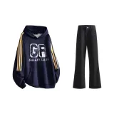 Комплект одежды (Темно-синий свитшот + черные джинсы)