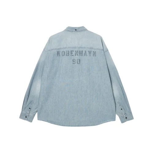 JACK JONES E40 Light Denim Blue Men's Shirts JACK JONES E40 Светлый Деним Синий Мужские Рубашки