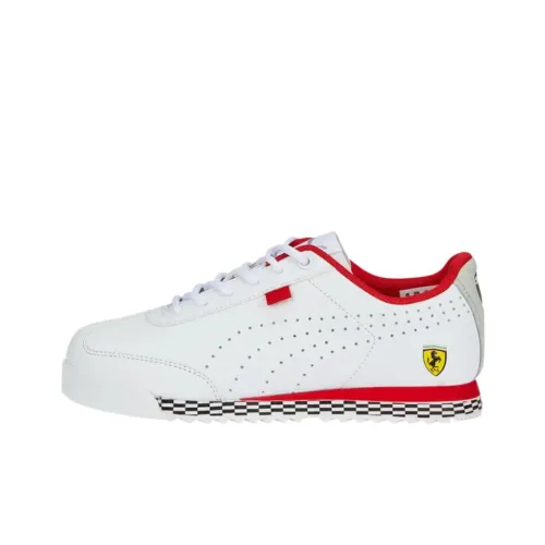 Scuderia Ferrari X PUMA ROMA Low Топ Детские тренировочные кроссовки Белый Красный Подростки
