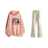 Комплект (Розовый свитшот + Желтые грязные джинсы)