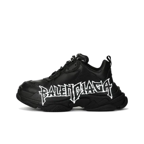 Balenciaga Triple S Low Топ Толстая подошва Кроссовки Мужские Черные