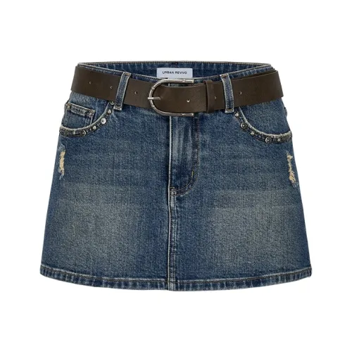 URBAN REVIVO Женские Джинсовые Короткие Юбки Женские