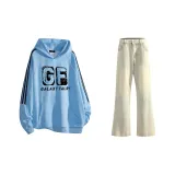 Комплект одежды (Свитшот Sky Blue + Джинсы грязно-желтого цвета)