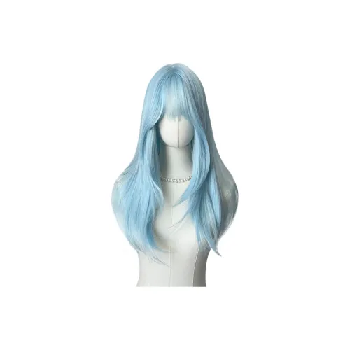 YOUXI Мятный Ледяной Синий Перука Женская Боковая Разделка Длинные Прямые Волосы Мятно-Синий Матовый Сатин