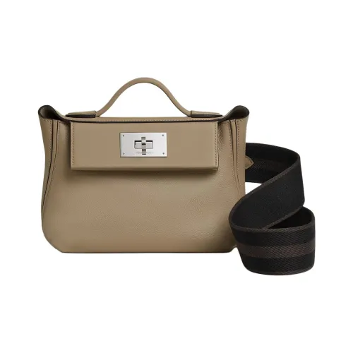 HERMES 24 24 Кожа Evercolor с Swift Телячья кожа Одно плечо Сумка Женские Черный Эбеновый