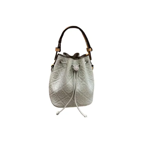 TORY BURCH T Monogram Кожа Ведро Сумка Одно Плечо Сумка Мини Женская Светлый Титан