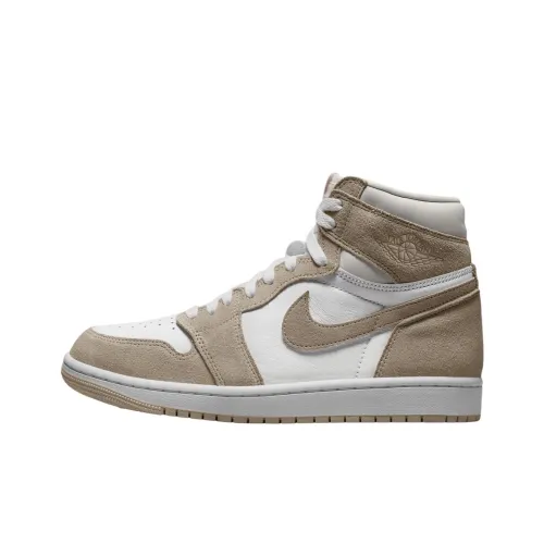 Jordan Air Jordan 1 Support High Top Винтажные баскетбольные кроссовки Унисекс Белый-коричневый