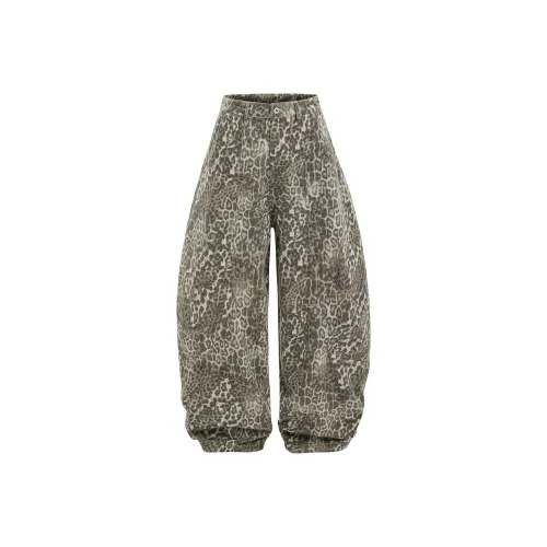 GBXM Белый Леопард С принтом Унисекс Джинсы