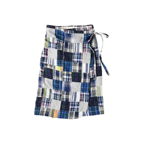 45 R Синий Белый Многоцветный Женский Повседневный Длинные Юбки