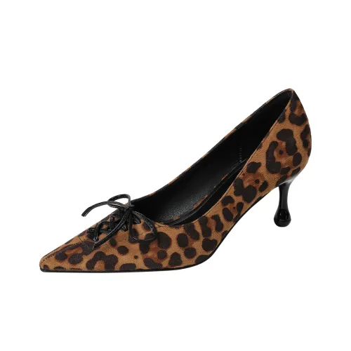 JIUXINGDAO Узкий каблук Высокие каблуки Женские Леопардовый принт