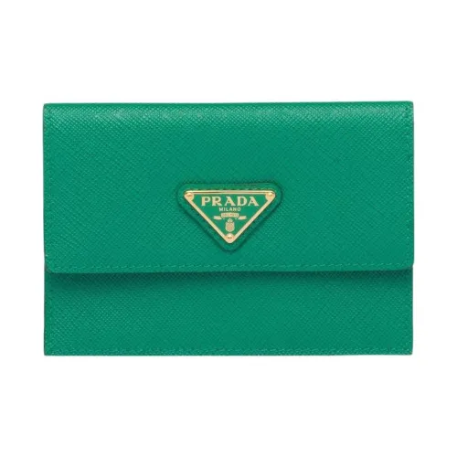 PRADA Saffiano кожа держатель для карт кошелек женский зеленый