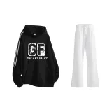 Комплект одежды (Черный свитшот + Белые джинсы)