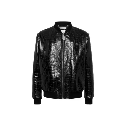 PHILIPP PLEIN Черные Мужские Кожаные Куртки