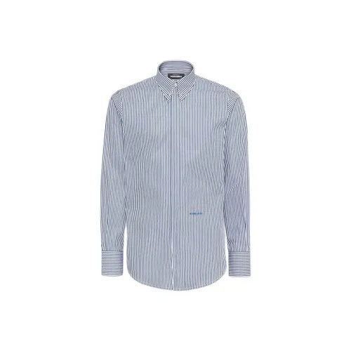 DSQUARED 2 Синий с Белым Lettering Мужские Рубашки