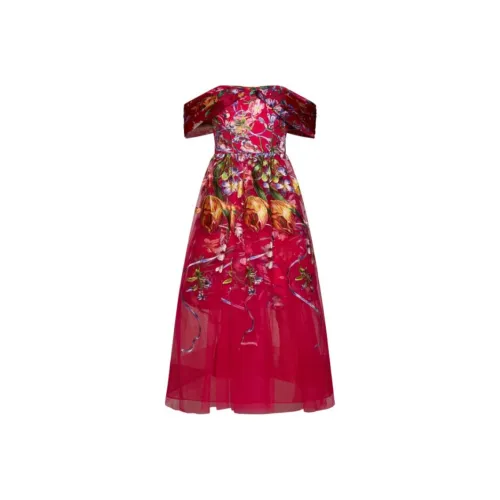 Marchesa Notte Красный Женские Короткие Платья с Короткими Рукавами
