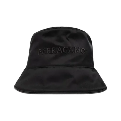 FERRAGAMO Мужские хлопковые панамы черного цвета