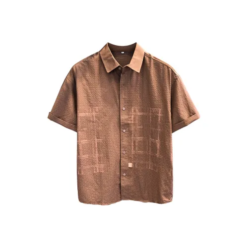 YGQPZHZ Камео Коричневый Мужские Рубашки